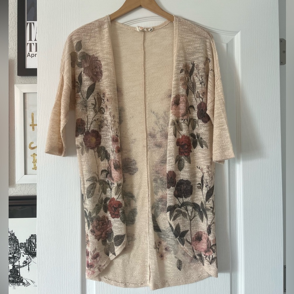 Live In The Moment Dusty Mauve Rose Floral Cardigan Size Small